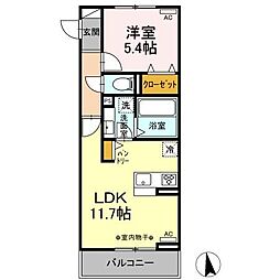 ソレール北浦 1LDKの間取図画像