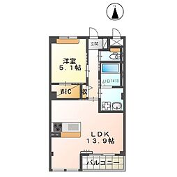 グレイス高塚 1LDKの間取図画像