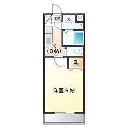 ルース・ヤハタ 1Kの間取図画像