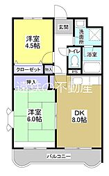 ソレアード曳馬 2DKの間取図画像