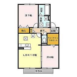 ローズコート和田B 2LDKの間取図画像