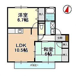 ボヌールA 2LDKの間取図画像