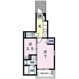 ラピス 1Kの間取図画像