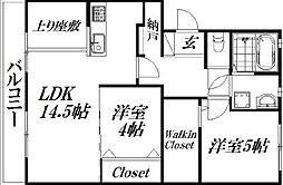 Re・allot東若林 2LDKの間取図画像