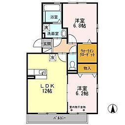 RichesseCourt 2LDKの間取図画像