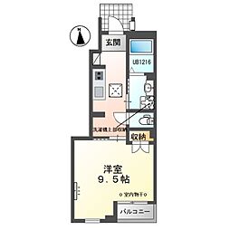 サンハイツ煌 1Kの間取図画像