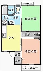 アリコベール 2DKの間取図画像