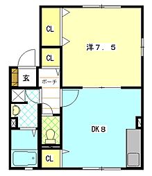 シェ・モア志都呂 1LDKの間取図画像