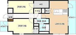 アミューズ千歳 2LDKの間取図画像