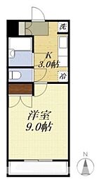 ヴィラ楠の宮2 1Kの間取図画像