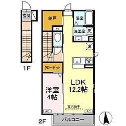 (仮称)D-ROOM北島町 1LDKの間取図画像