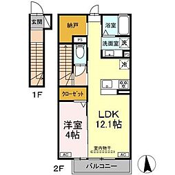 (仮称)D-ROOM北島町 1LDKの間取図画像