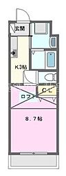 サウスルーム三島 1Kの間取図画像