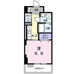 パークサイドK 1Kの間取図画像