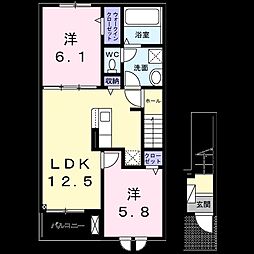 アンビシャスA 2LDKの間取図画像