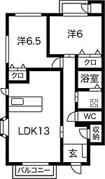 シュプールしのはら13 2LDKの間取図画像