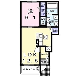 クレリア西伊場 1LDKの間取図画像