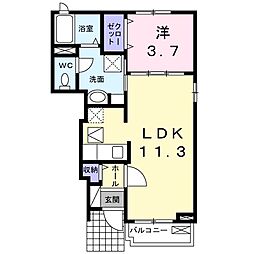 きらり・ブライト 1LDKの間取図画像