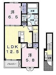 クレリア西伊場 2LDKの間取図画像