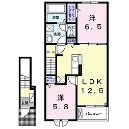 クレリア西伊場 2LDKの間取図画像