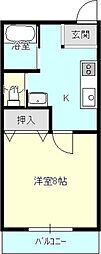 Kハウス 1Kの間取図画像