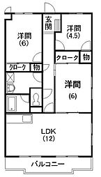 エスポワール高丘 3LDKの間取図画像