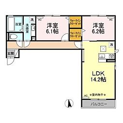 グランベルデ 2LDKの間取図画像