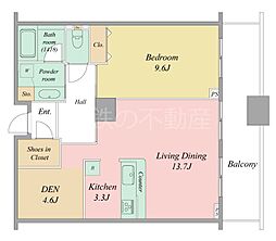 D'グラフォート浜松D'sTower 1SLDKの間取図画像