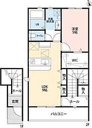 袋井市浅羽アパート 1LDKの間取図画像