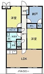 長屋マンション 2LDKの間取図画像