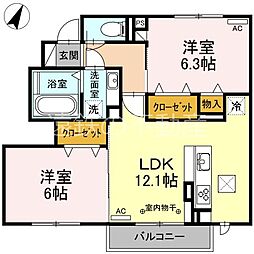 グラシア 2LDKの間取図画像