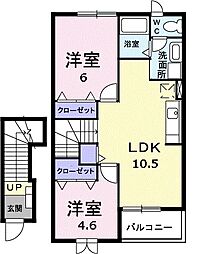 フォーリストガーデンA 2LDKの間取図画像