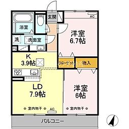 GraceGarden 2LDKの間取図画像