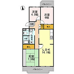 ソシア・おおはし 3LDKの間取図画像