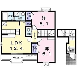 カーサエルモーサ 2LDKの間取図画像