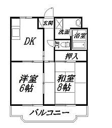 マンションカズ 2DKの間取図画像