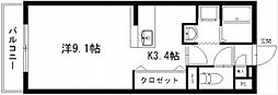 グランストーク宙 1Kの間取図画像