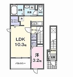 グランドハイツA 1LDKの間取図画像