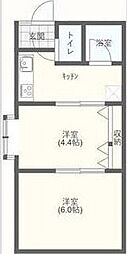 ハイツリブ 2Kの間取図画像