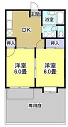 エルデム岡崎A 2DKの間取図画像