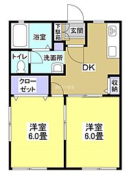 メルファレーン 2DKの間取図画像