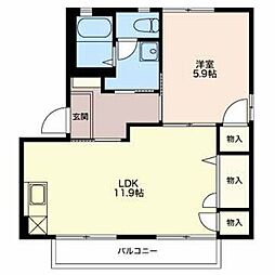 ビ・ハイリンA 1LDKの間取図画像