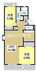 ボヌール 2LDKの間取図画像