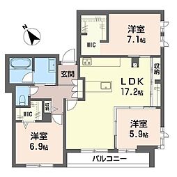 クラウンレジデンスII 3LDKの間取図画像