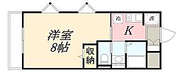 フレッシュタウンSUGIMOTO 1Kの間取図画像