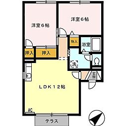 ヴァンセジュール1A 2LDKの間取図画像