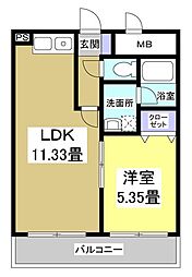 サウスコート 1LDKの間取図画像