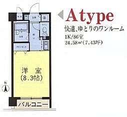 ブライティ助信 1Kの間取図画像