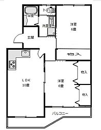 遠鉄ハイツ西ケ崎E 2LDKの間取図画像