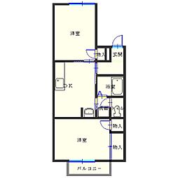 リヴェール・J-6 2DKの間取図画像